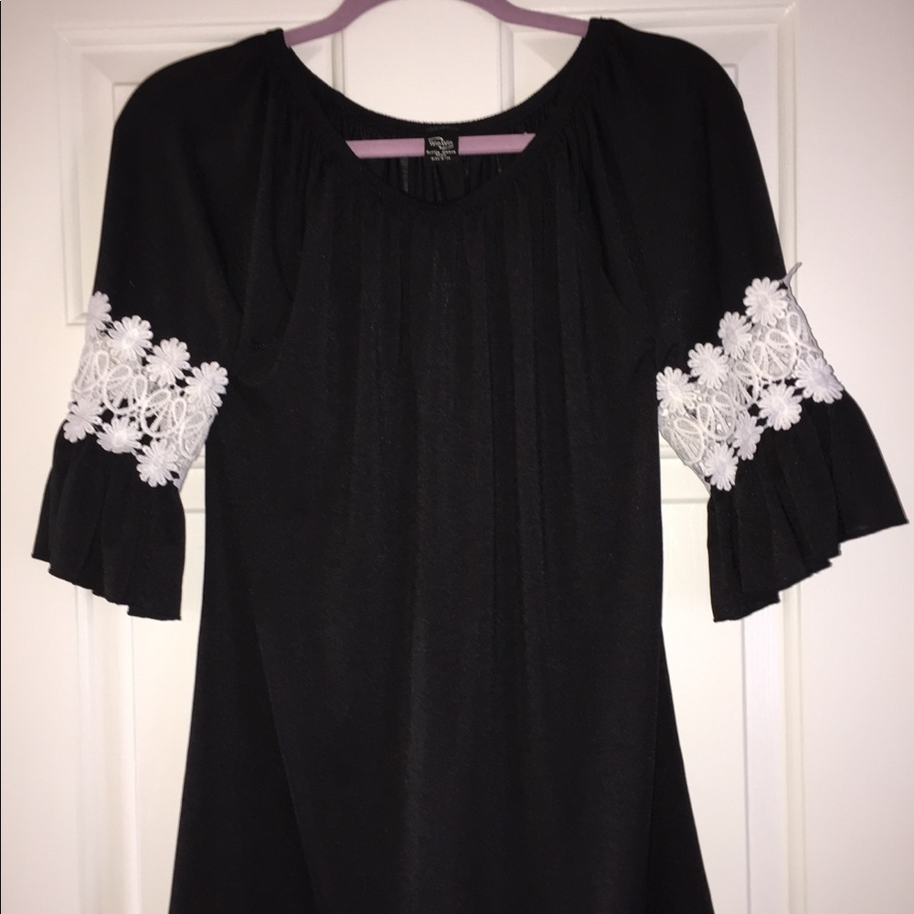 Black and white crochet dress